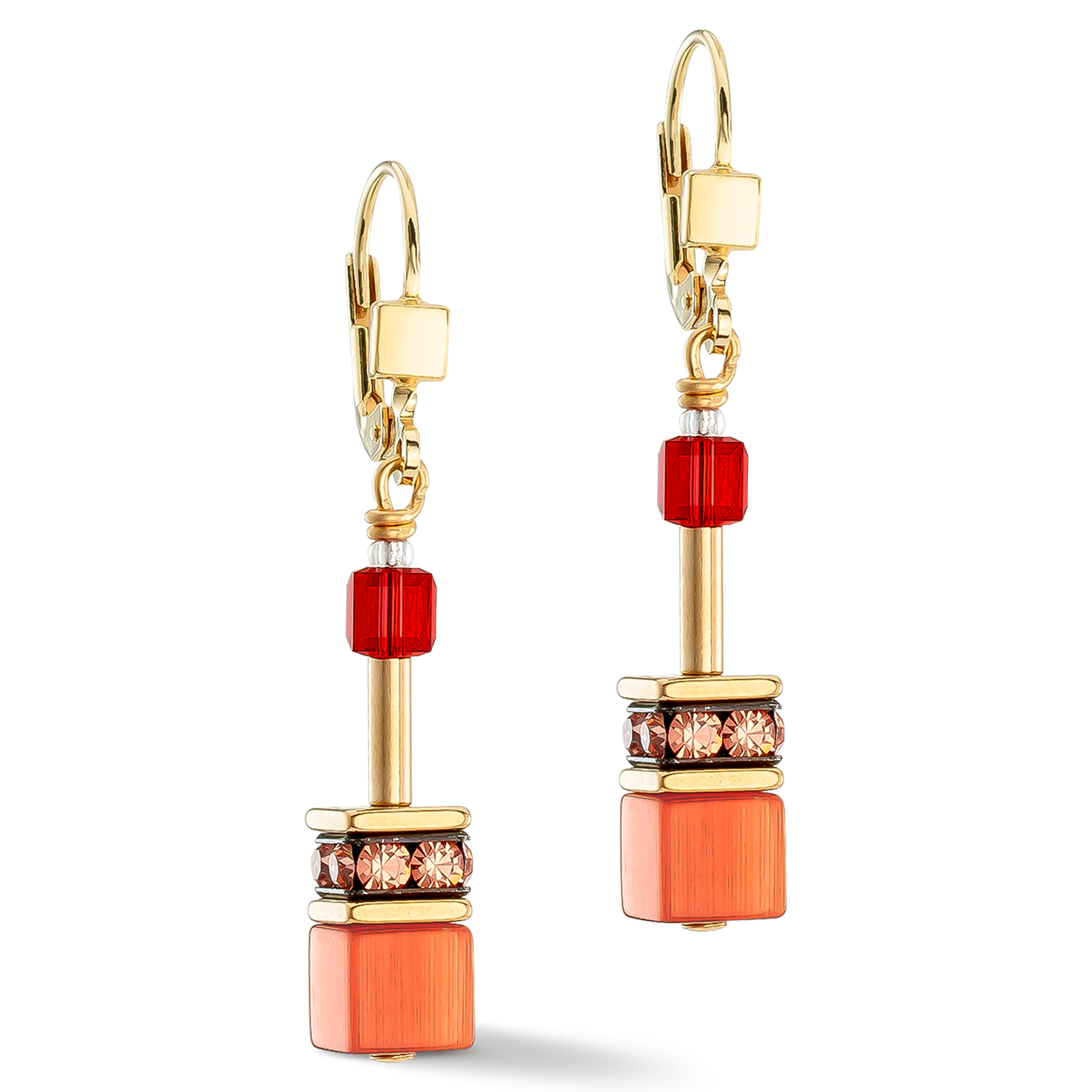 GeoCUBE® Iconic earrings gold red