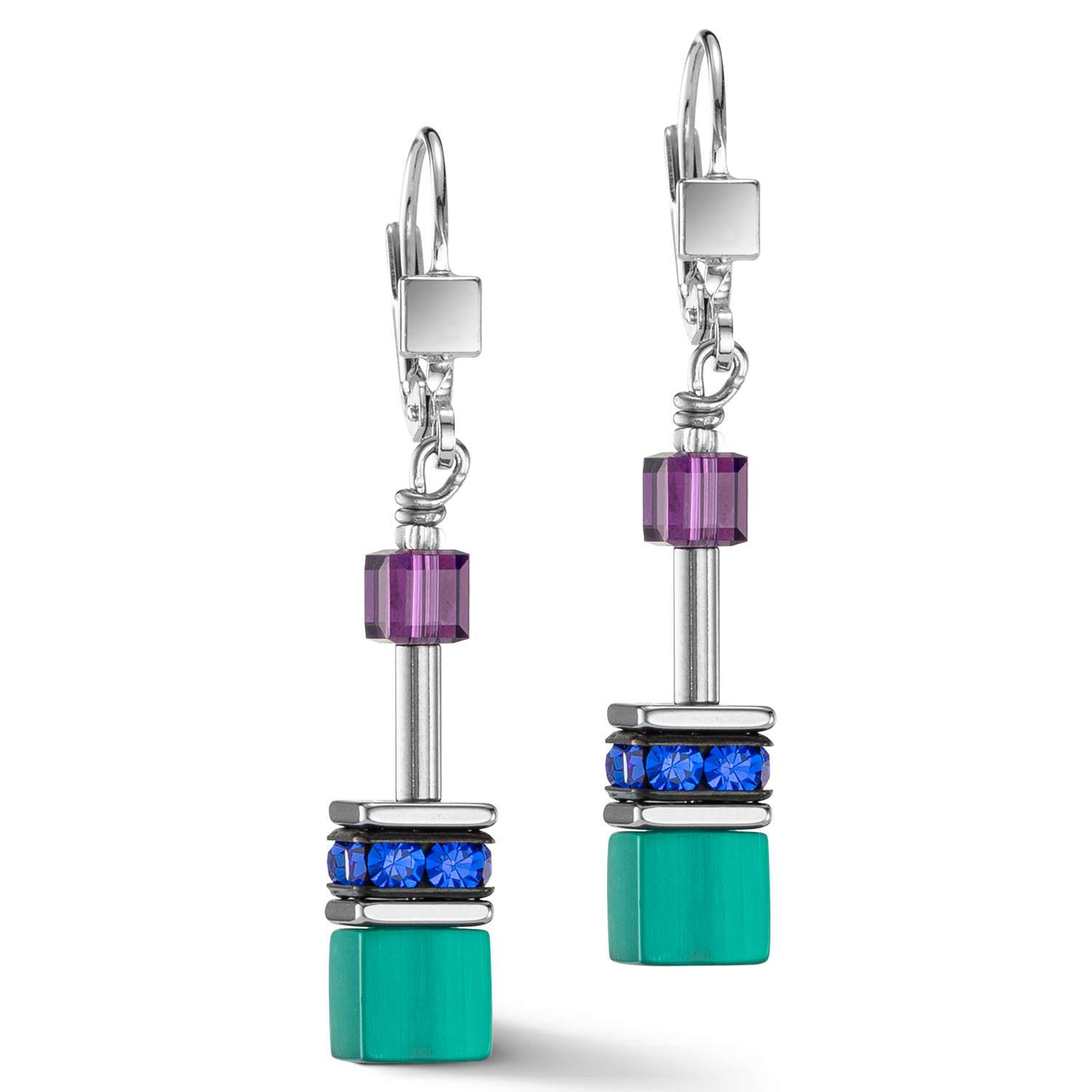 GeoCUBE® Iconic earrings turquoise lilac