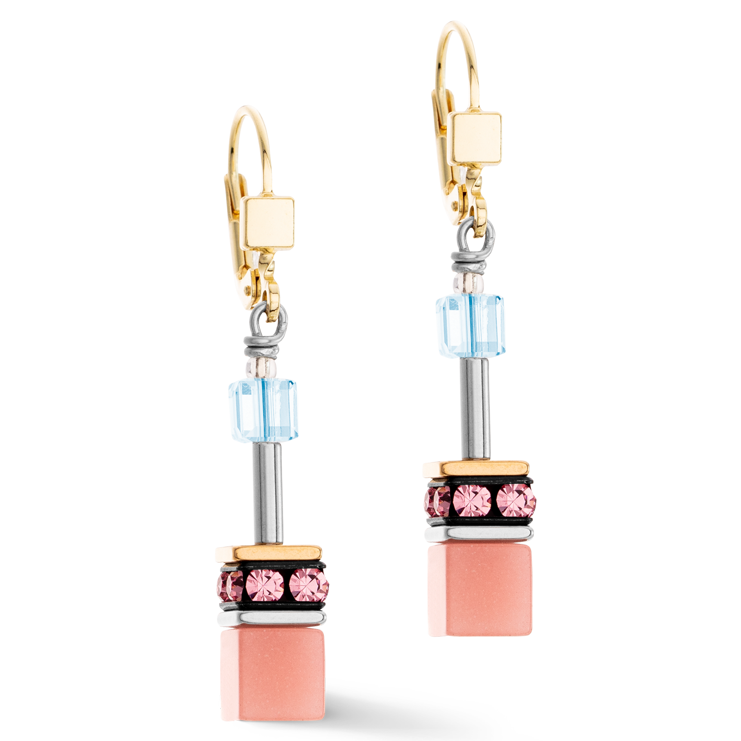 GeoCUBE® Iconic earrings aqua-apricot