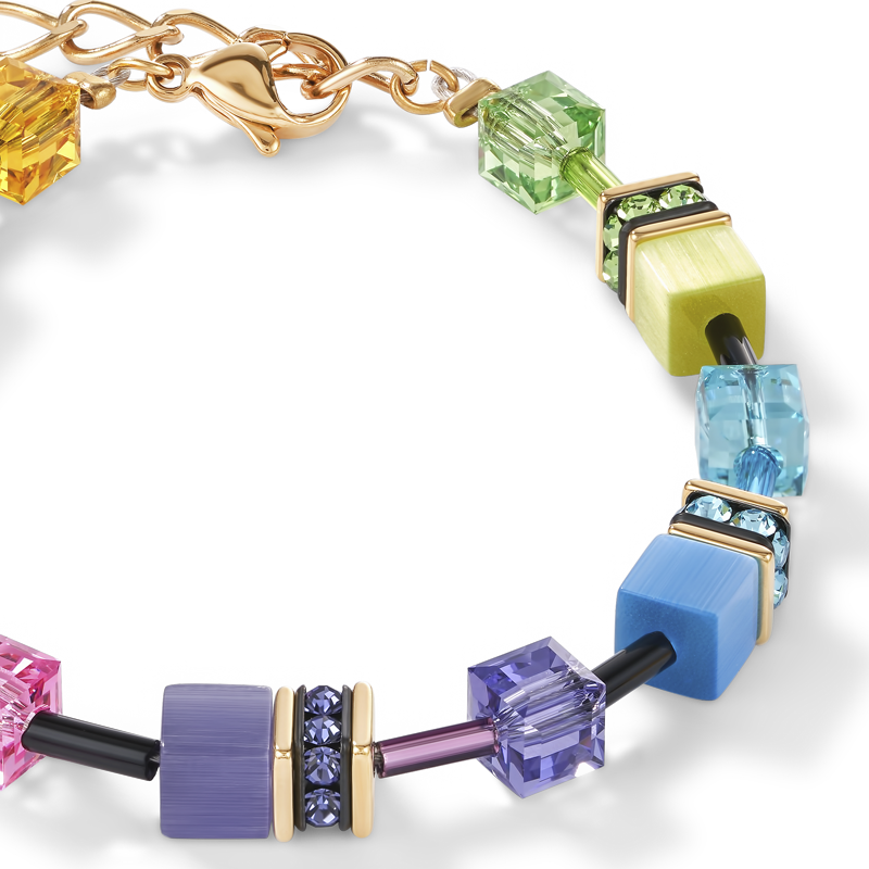 GeoCUBE® Bracelet multicolour rainbow gold