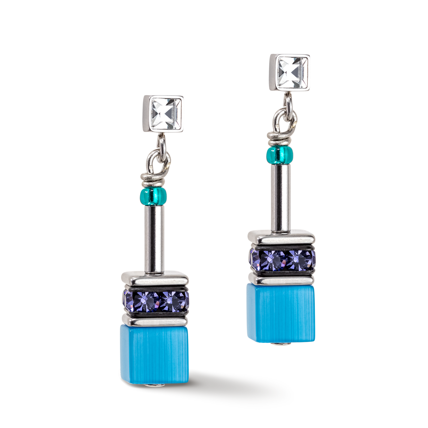 GeoCUBE® Iconic earrings turquoise-purple