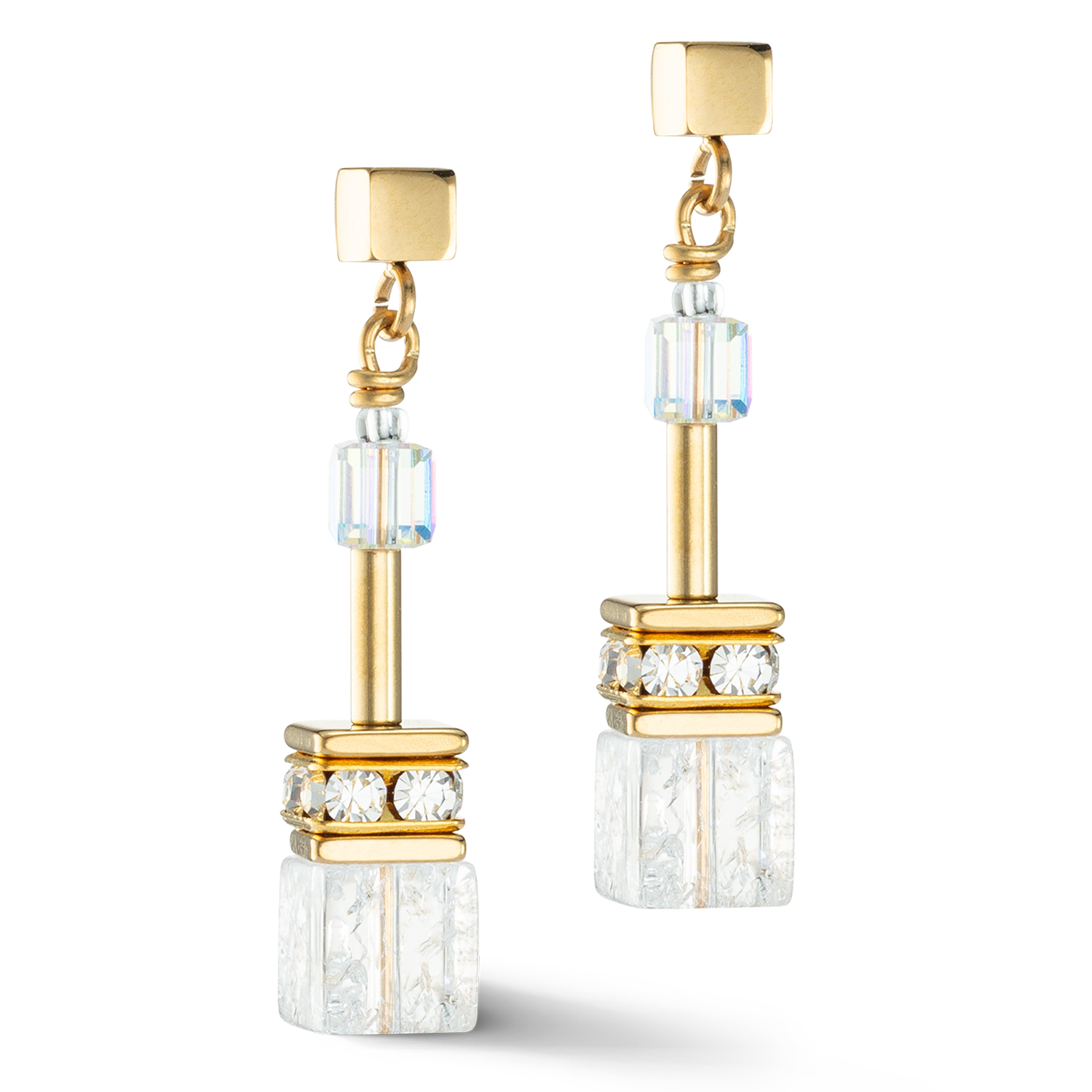 GeoCUBE® Iconic Nature earrings gold white