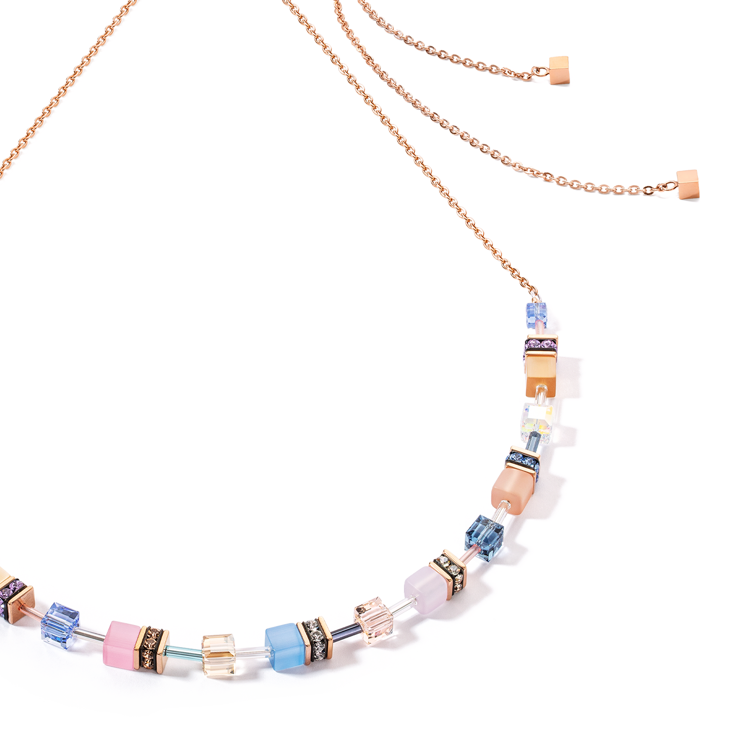 GeoCUBE® Iconic Chain necklace pale blue pink