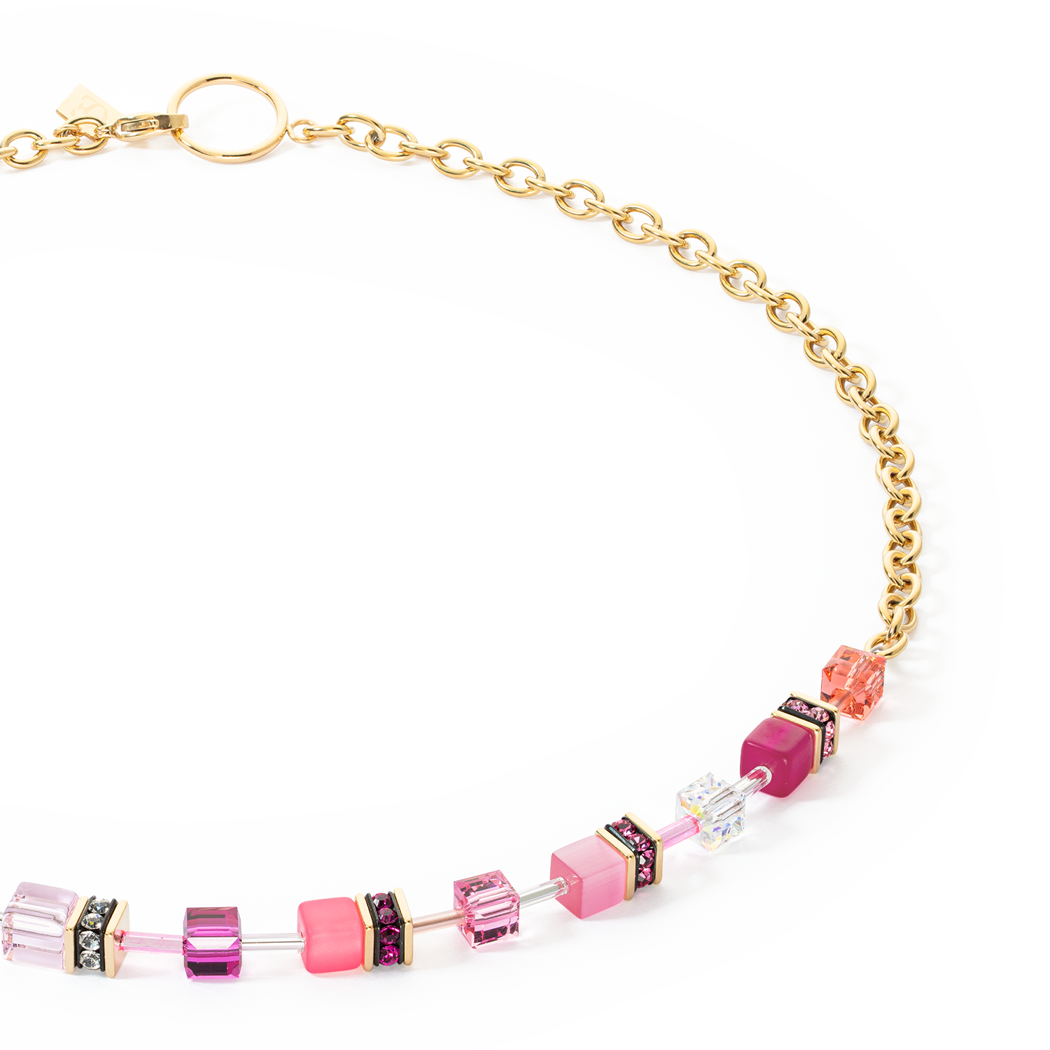 GeoCUBE® Iconic Chain necklace gold-magenta