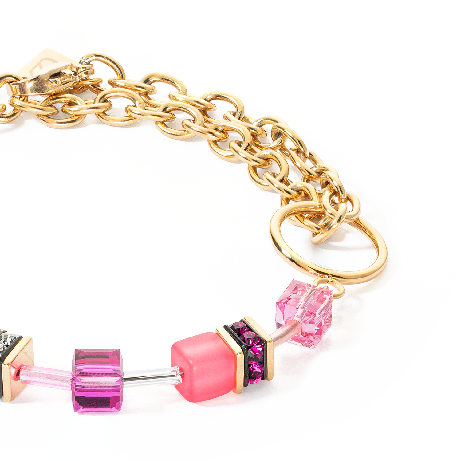 GeoCUBE® Iconic Chain bracelet gold-magenta