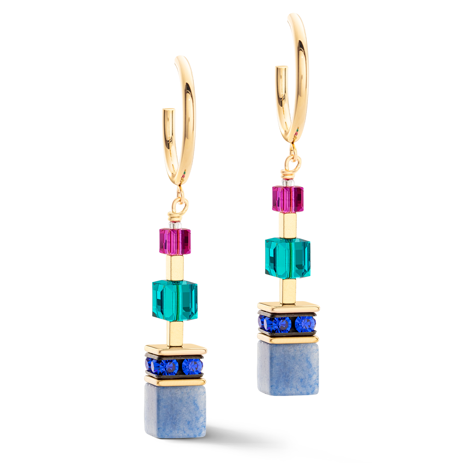 GeoCUBE® Precious Statement earrings gold-multicolour