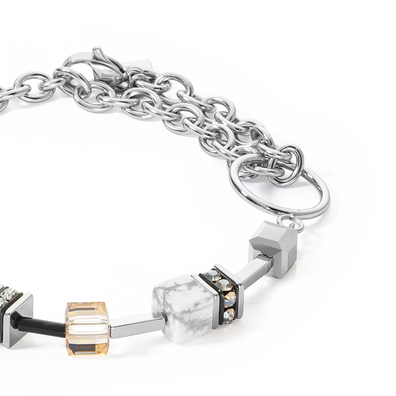 GeoCUBE® Iconic Precious Chain bracelet grey-beige