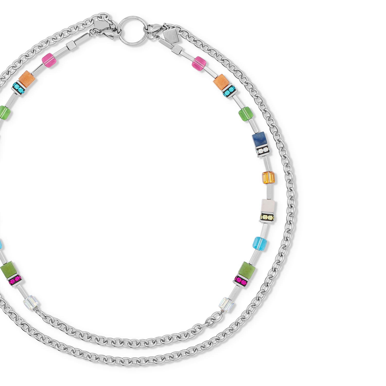 GeoCUBE® Iconic Boho necklace silver-multicolour