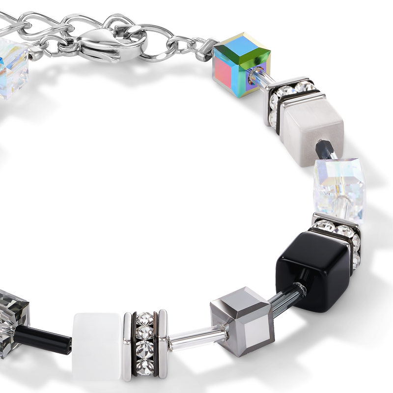 GeoCUBE® Bracelet black-white-haematite