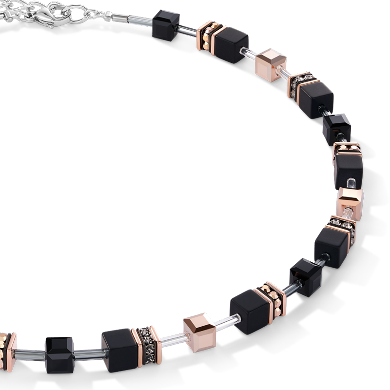 GeoCUBE® Necklace onyx black-rose gold