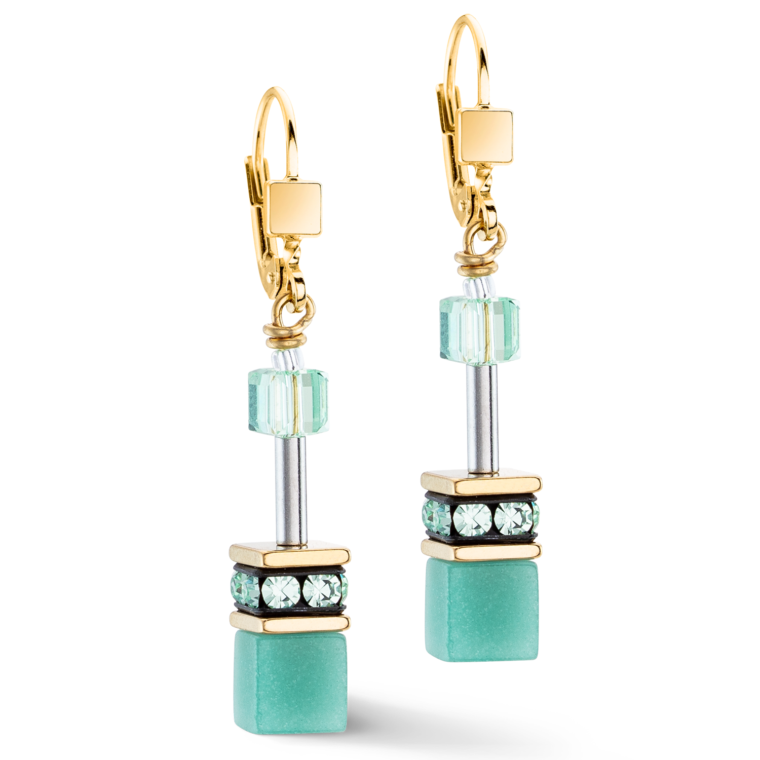 GeoCUBE® Iconic Mono Gold earrings green