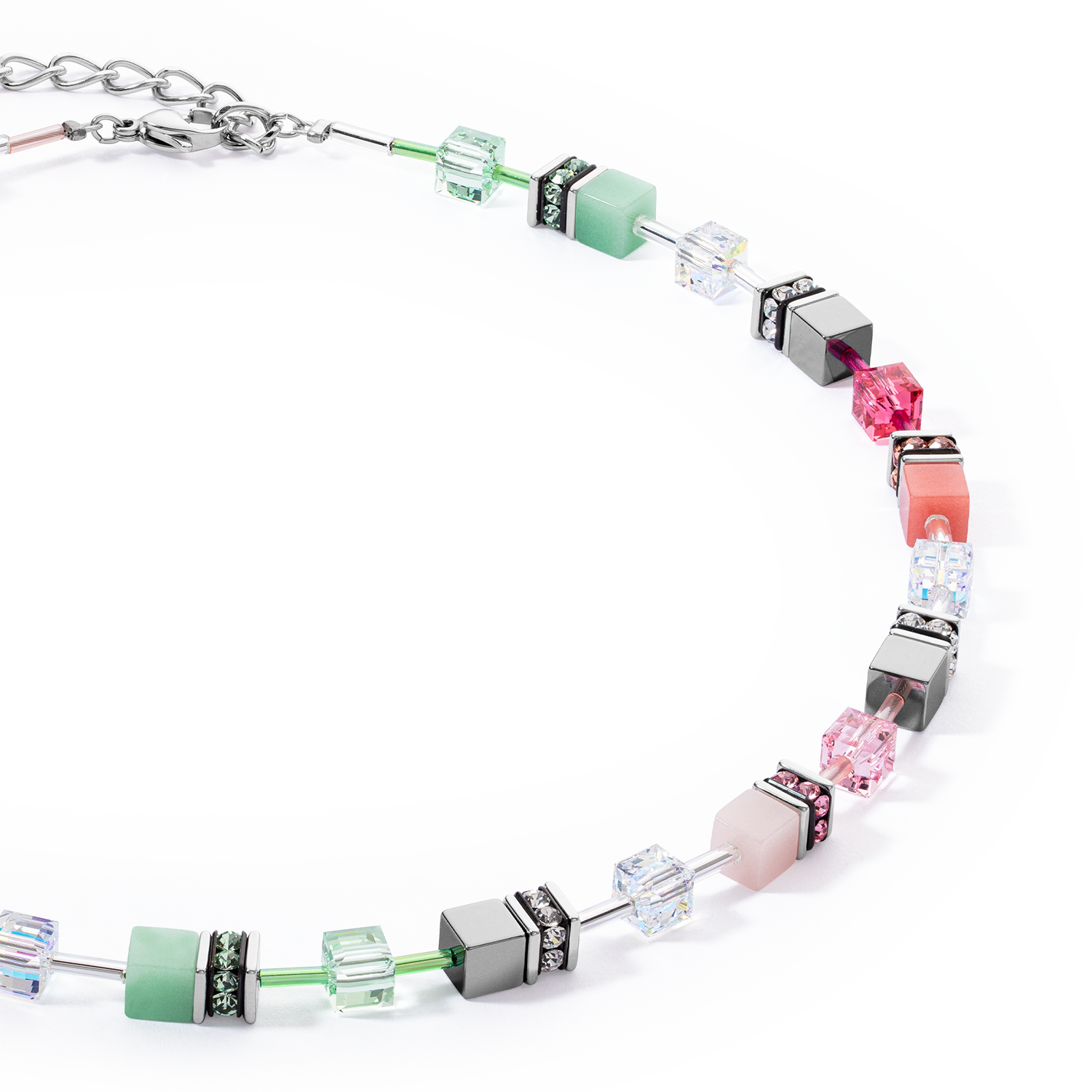 GeoCUBE® Iconic necklace green-pink