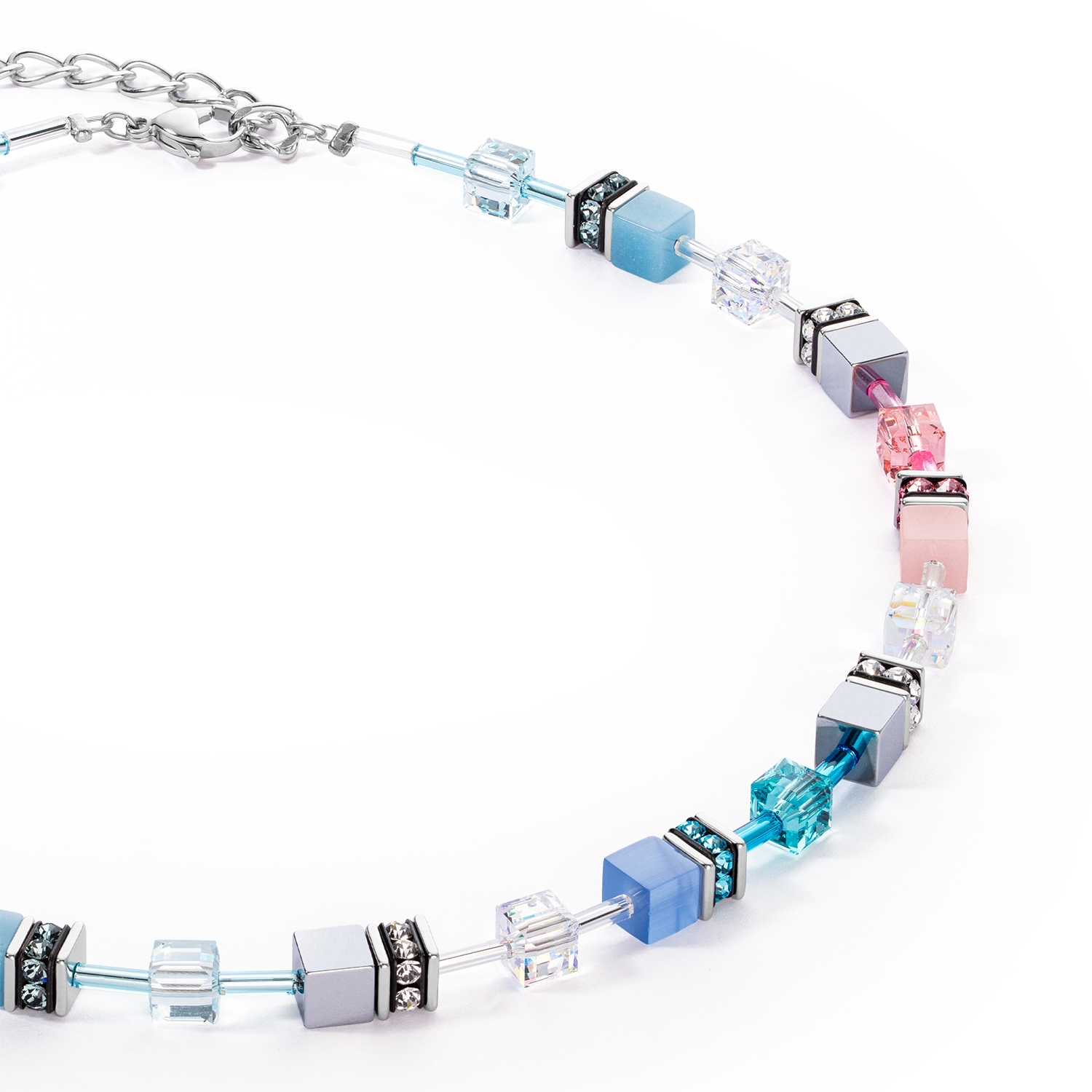 GeoCUBE® Iconic necklace blue-pink