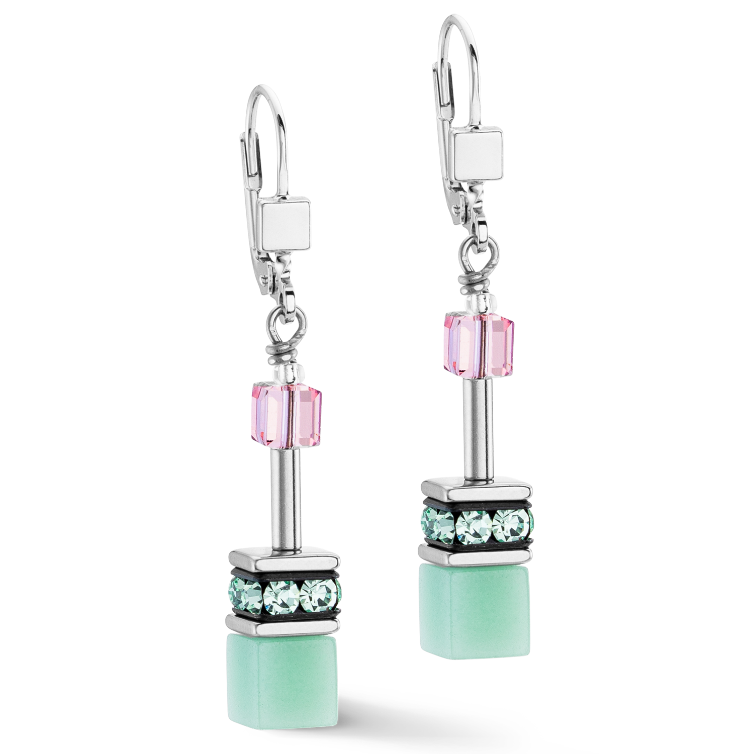 GeoCUBE® Iconic earrings green-pink