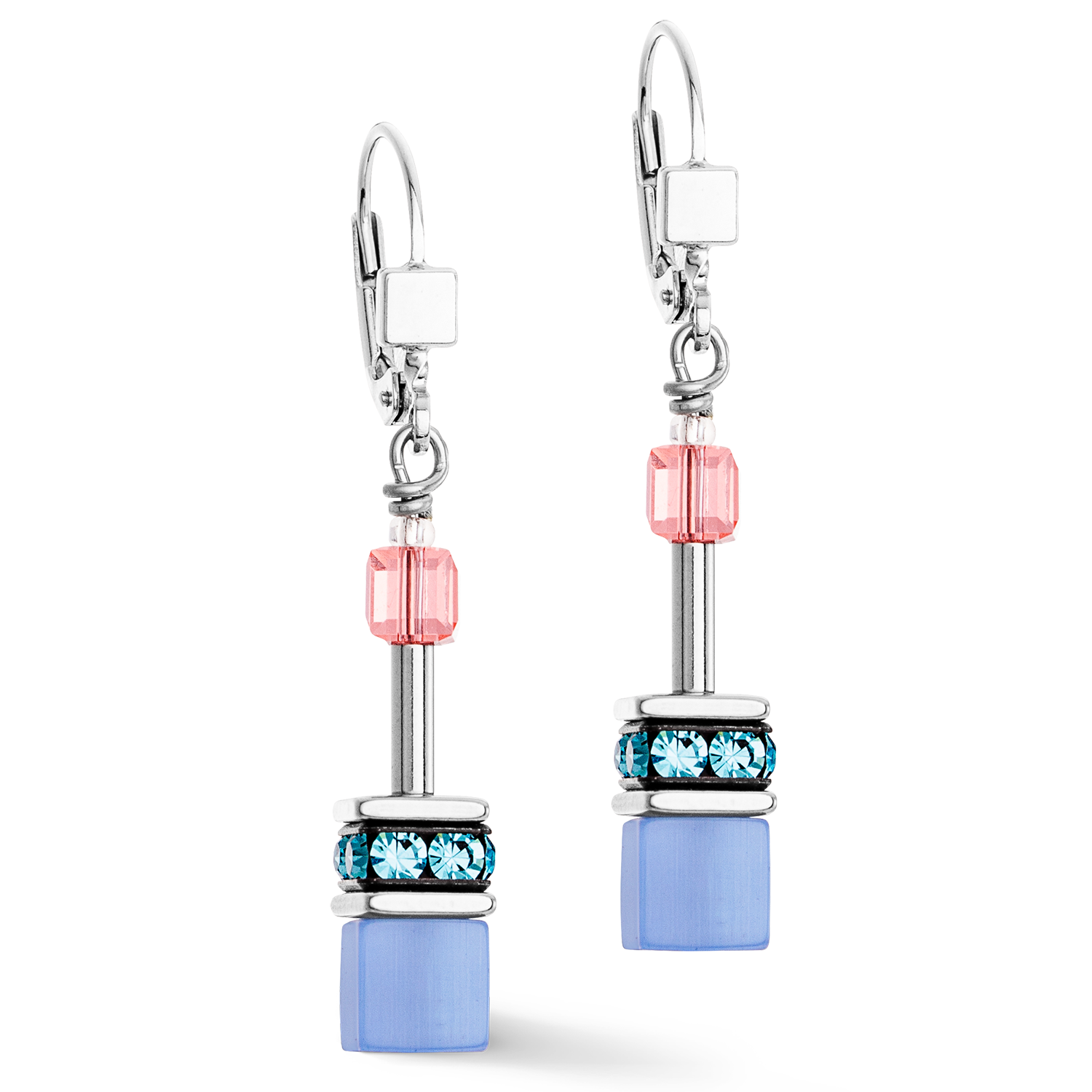 GeoCUBE® Iconic earrings blue-pink