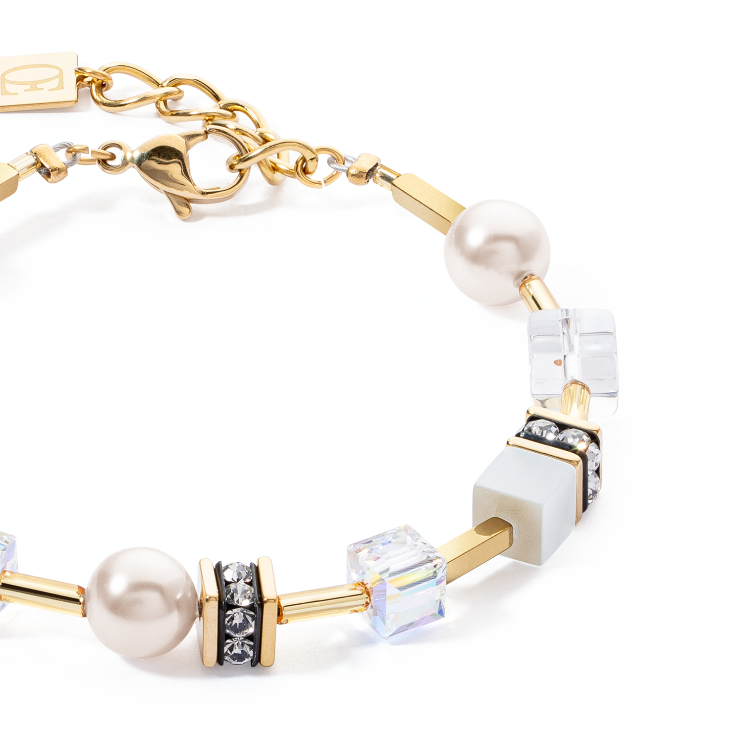 GeoCUBE® Iconic Pearl Mix bracelet gold-white