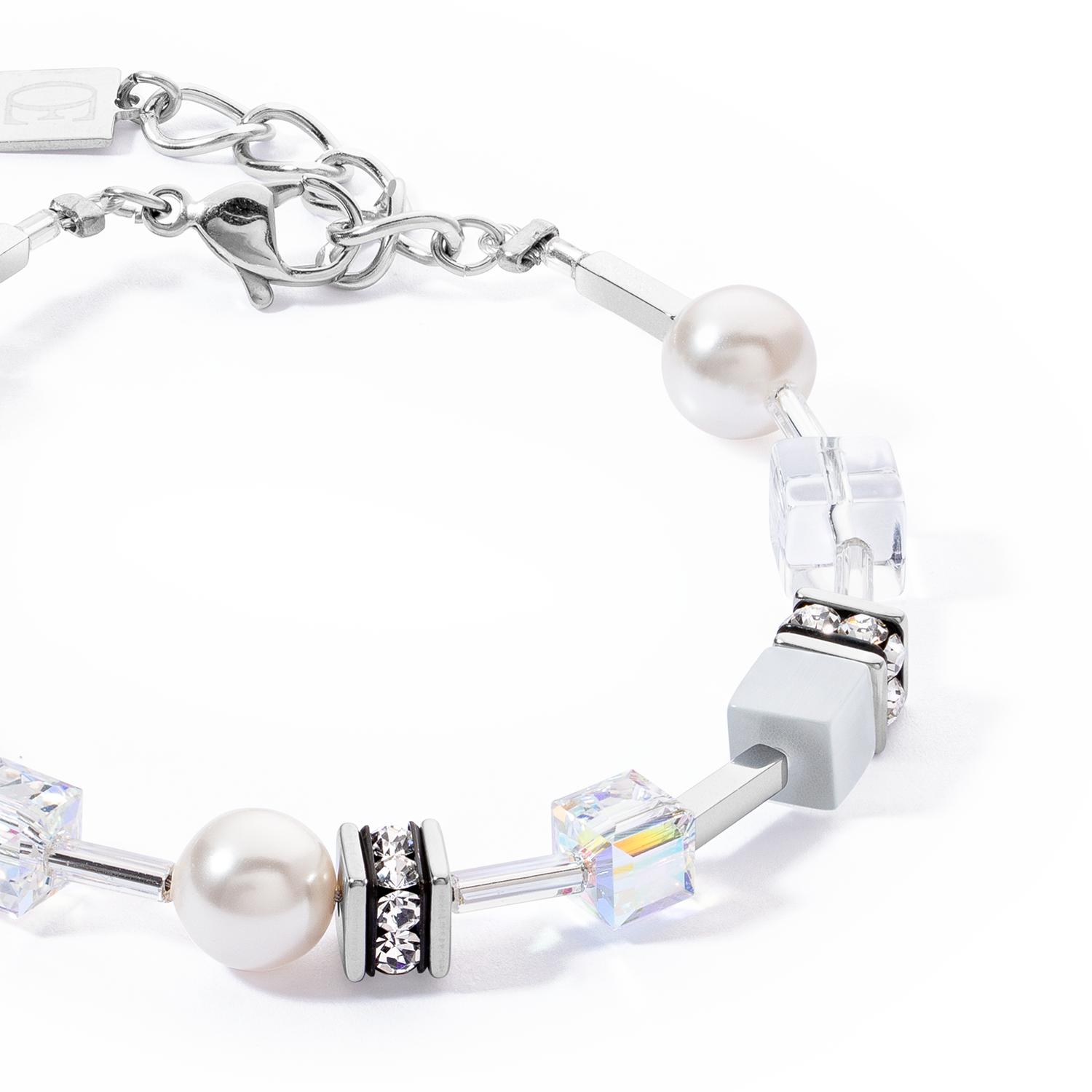 GeoCUBE® Iconic Pearl Mix bracelet silver-white