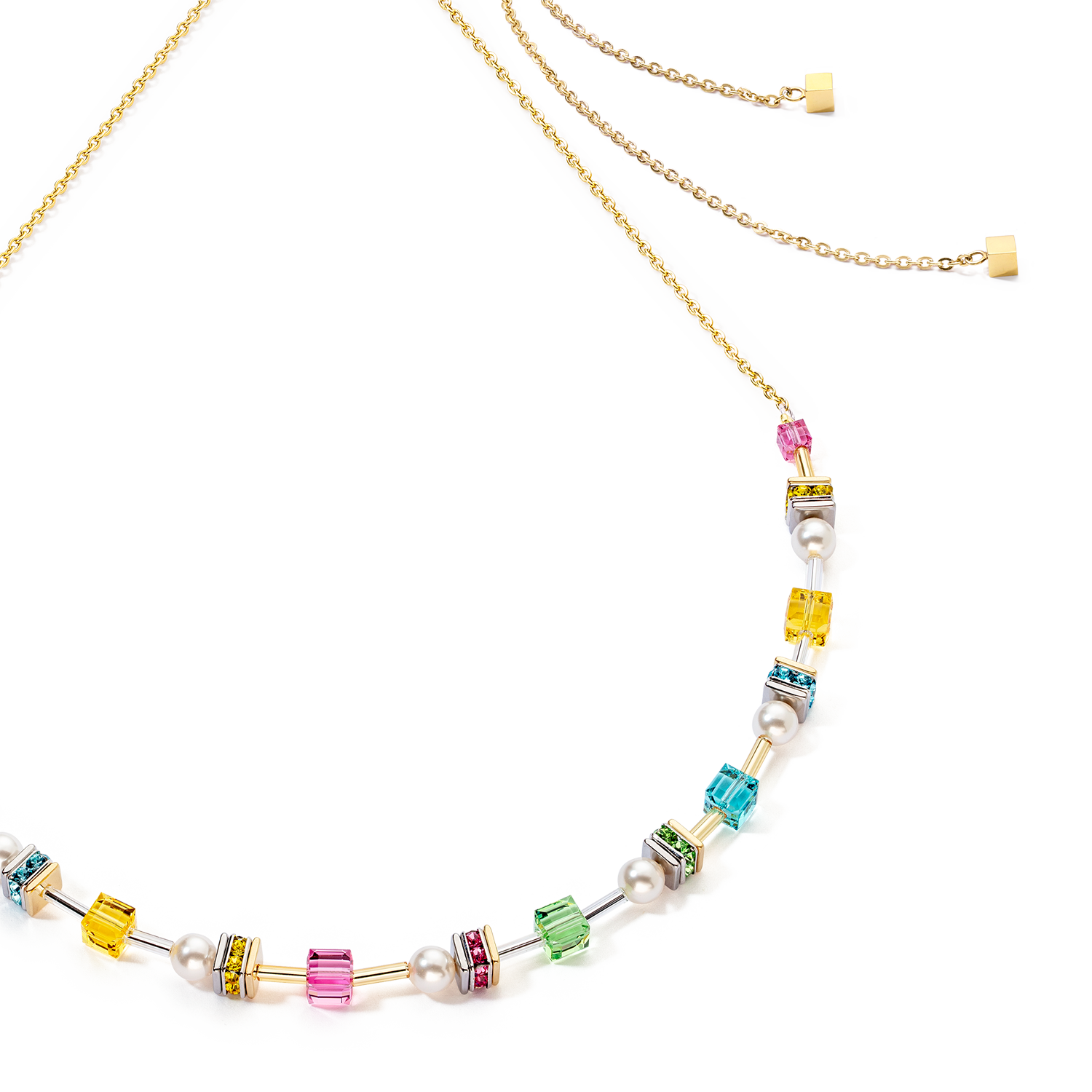 Joyful Cubes & Pearls necklace multicolour