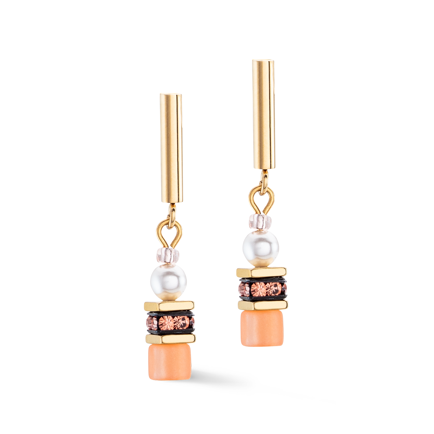 GeoCUBE® Mini Fusion Pearls Earrings Apricot Crush