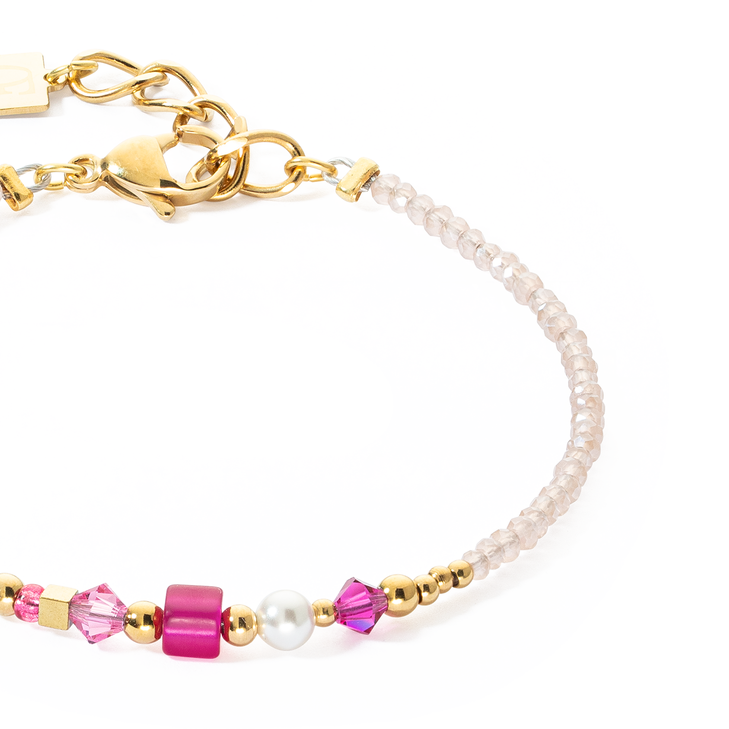 Bracelet Square Stripes gold-magenta