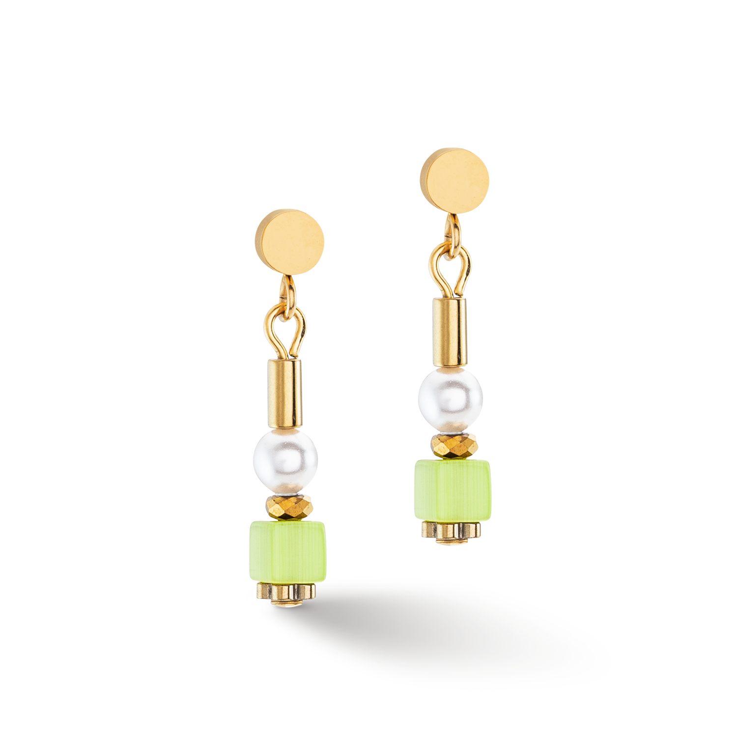 Earrings Mini Cubes & Pearls Mix gold-rainbow