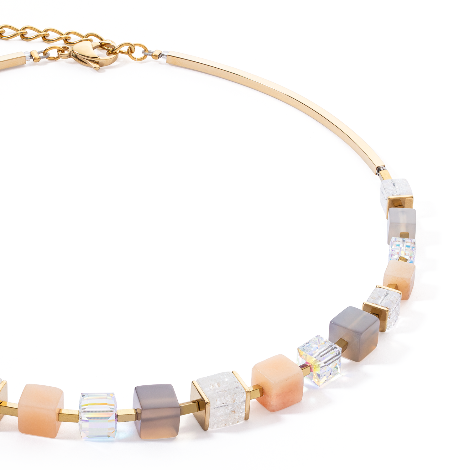 Necklace Precious Statement Cubes grey-peach