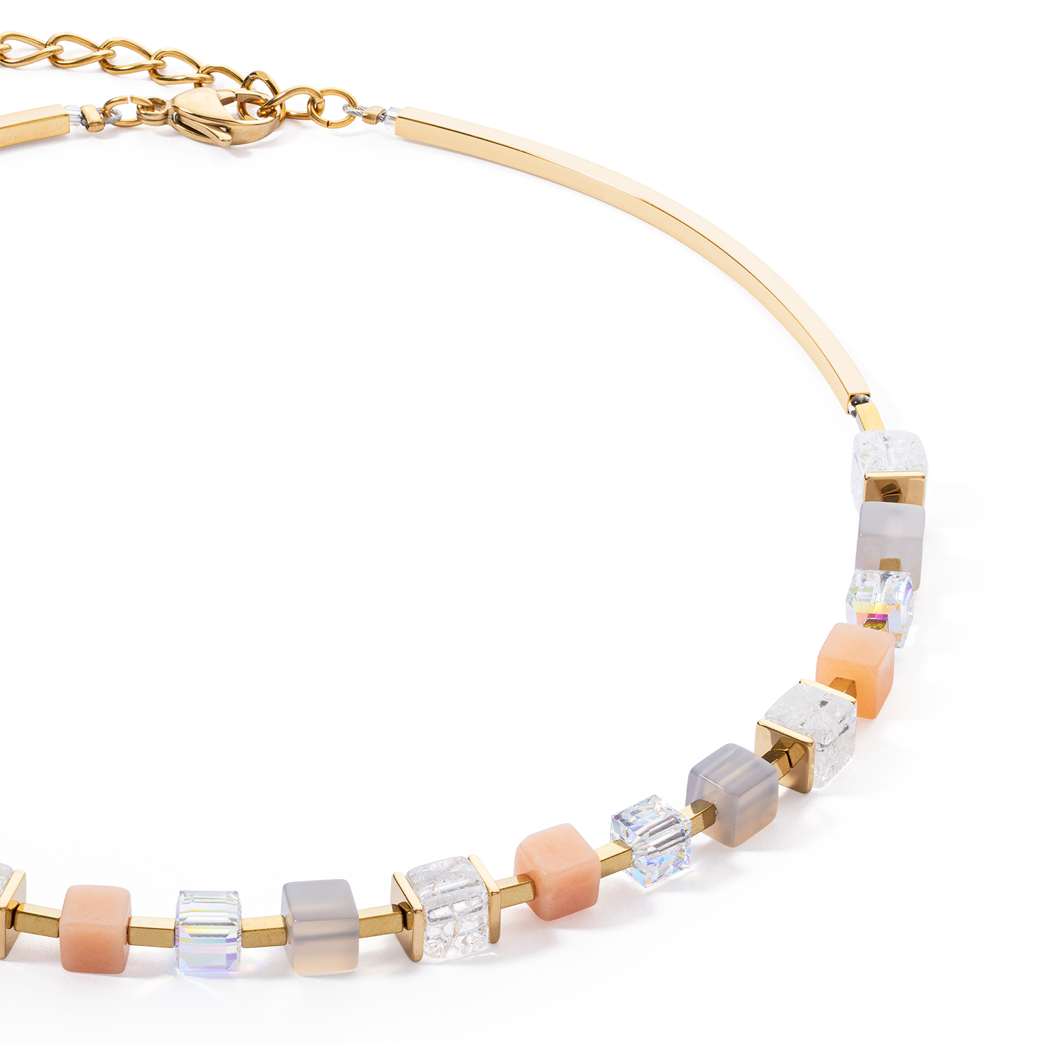 Necklace Precious Classic Cubes grey-peach