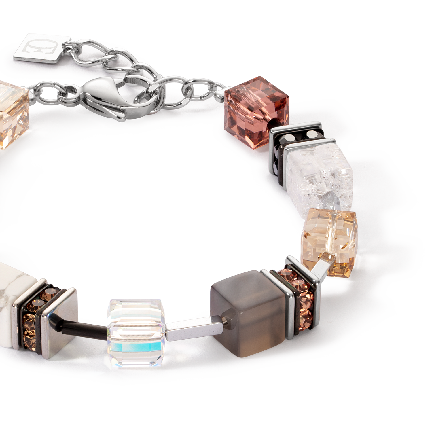 GeoCUBE® Iconic Statement Precious bracelet cognac-beige