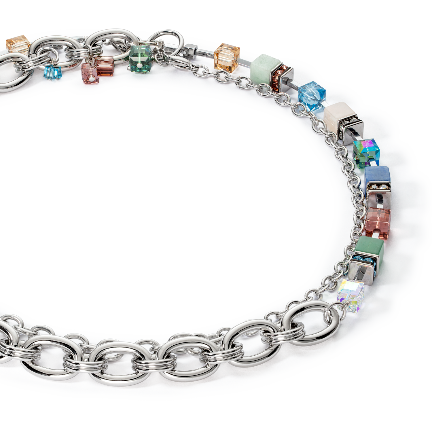 Necklace GeoCUBE® Statement Precious Chunky Chain Multiwear 35 multicolour