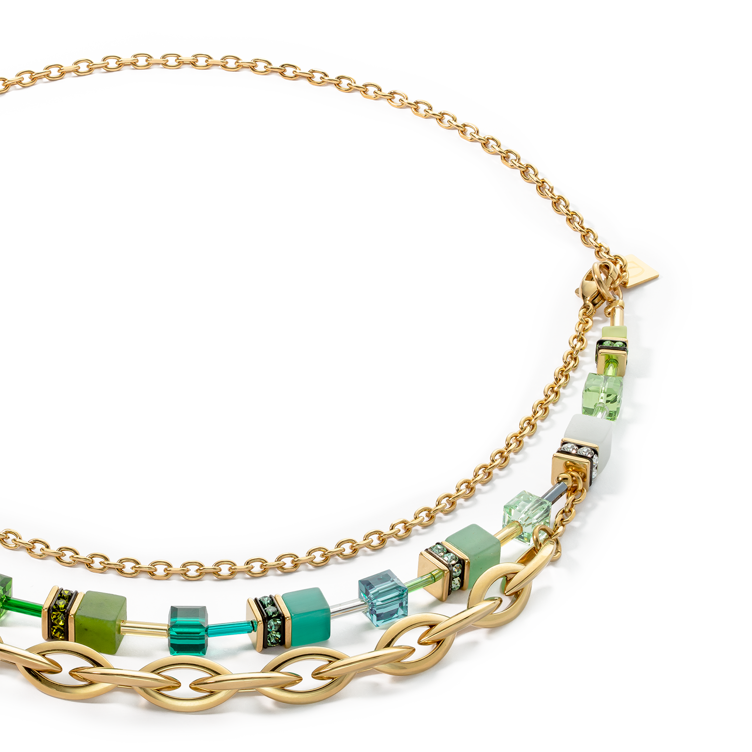 Necklace GeoCUBE® Festive Layer gold-green