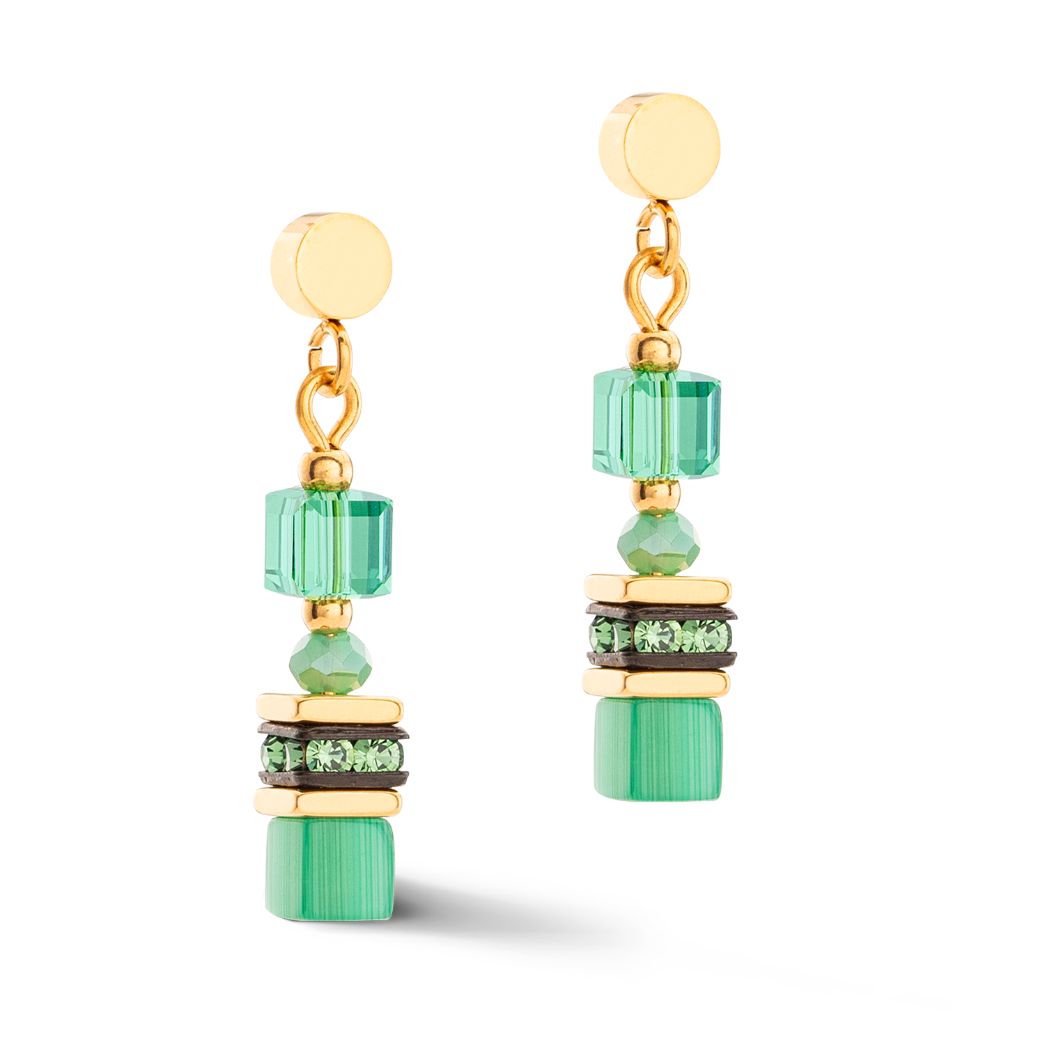 Earrings Mini Cubes green