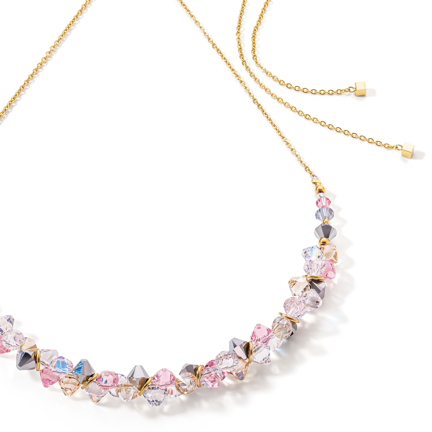 Dancing Crystals necklace gold light rose