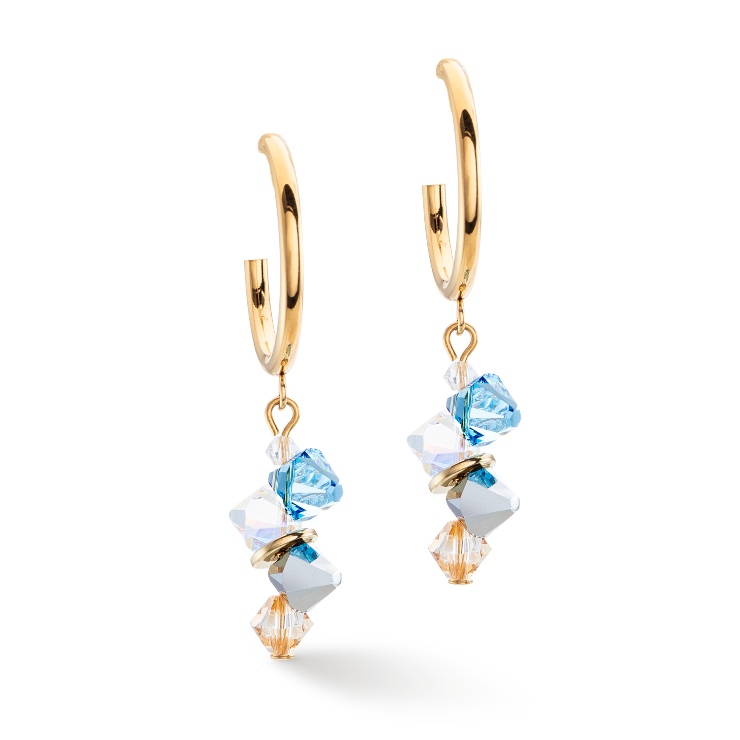 Dancing Crystals earrings gold aqua