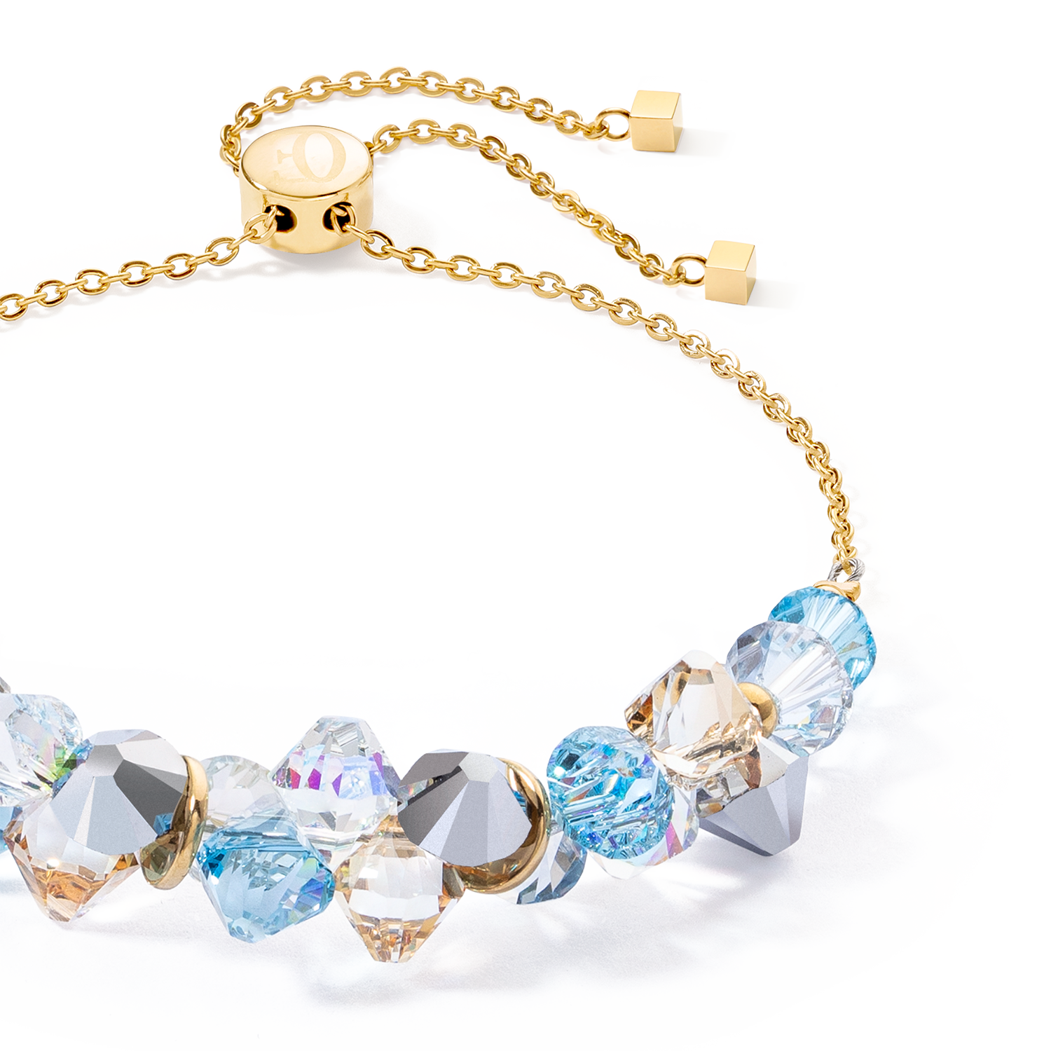 Dancing Crystals bracelet gold aqua