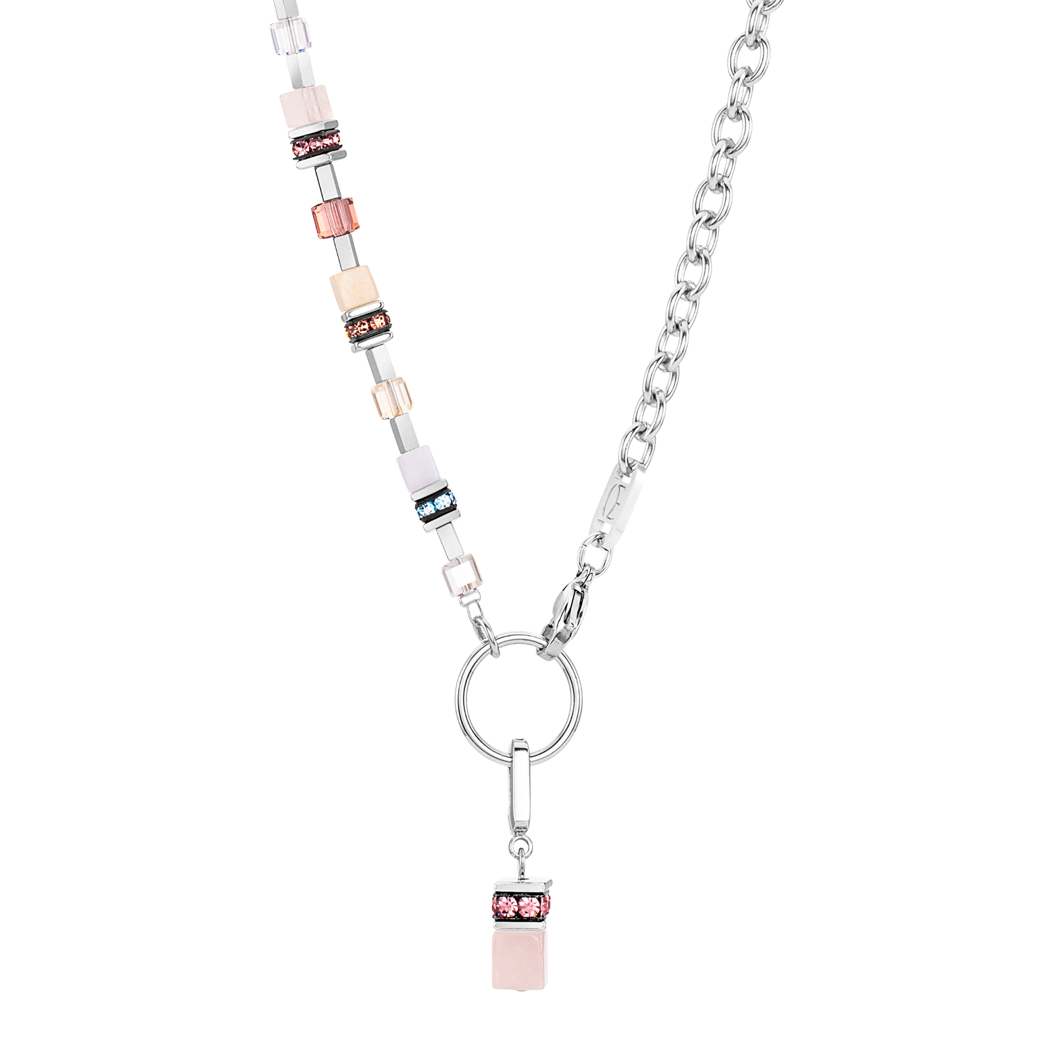 GeoCUBE® Fusion Charm necklace silver-pastel