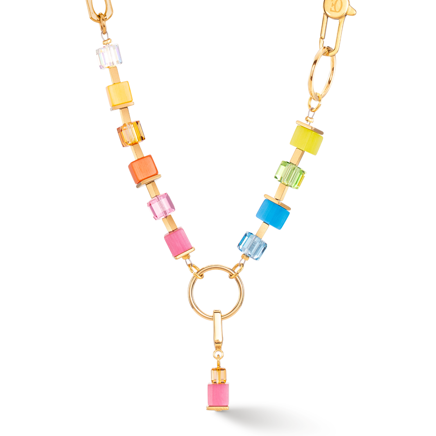 Necklace Cube Fusion Charm gold-rainbow