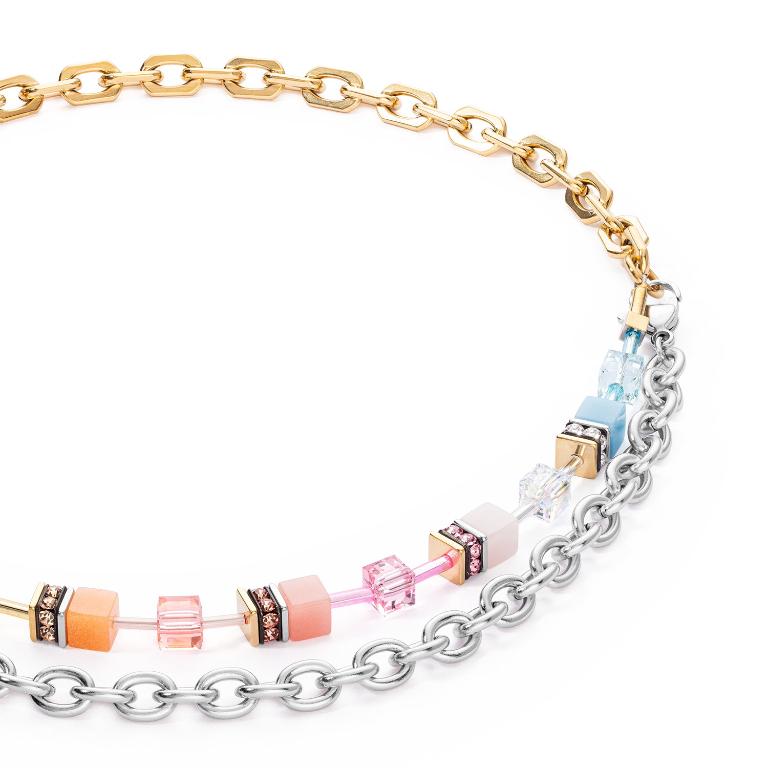 GeoCUBE® Iconic Fusion Chain necklace aqua-apricot