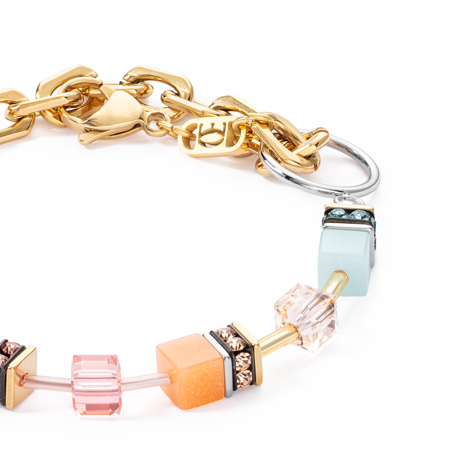 GeoCUBE® Iconic Fusion Chain bracelet aqua-apricot