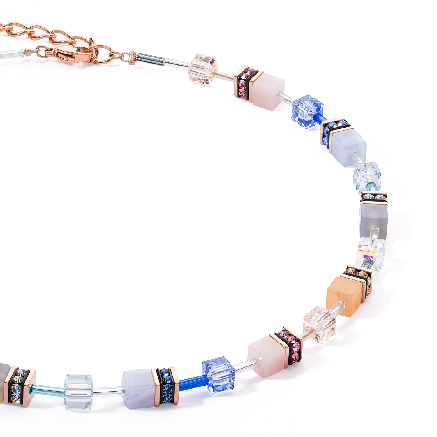 GeoCUBE® Iconic Precious necklace light blue-beige