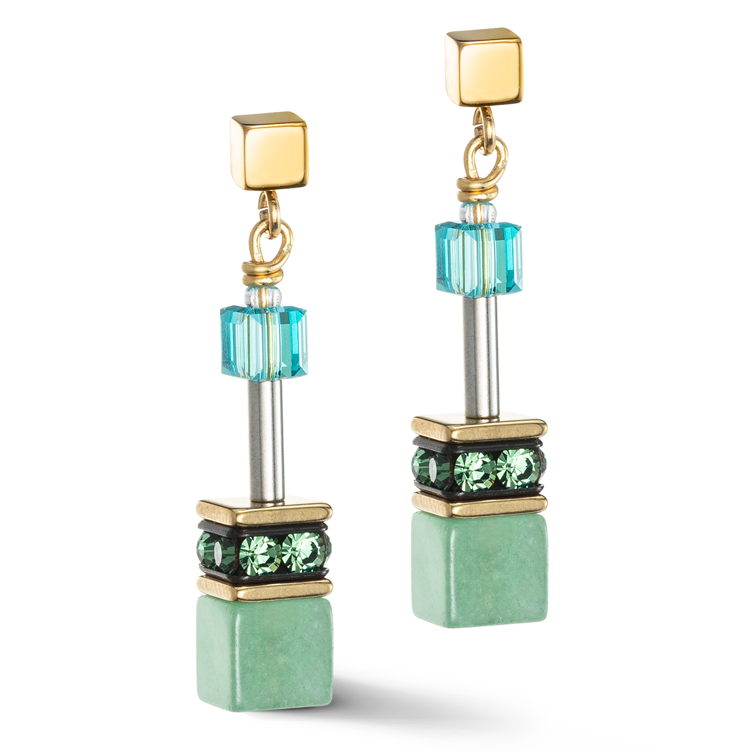 GeoCUBE® Iconic Precious earrings green-turquoise