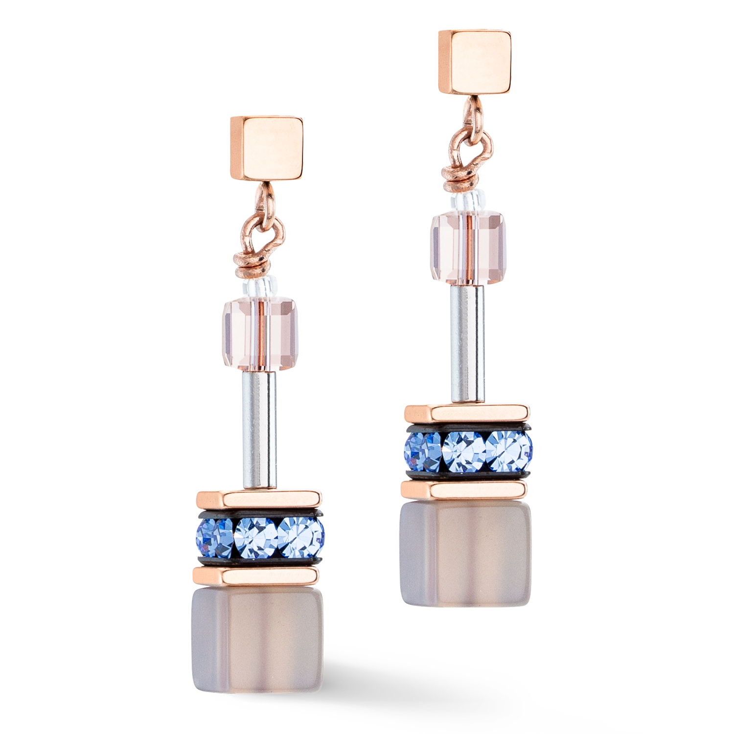 GeoCUBE® Iconic Precious earrings light blue-beige