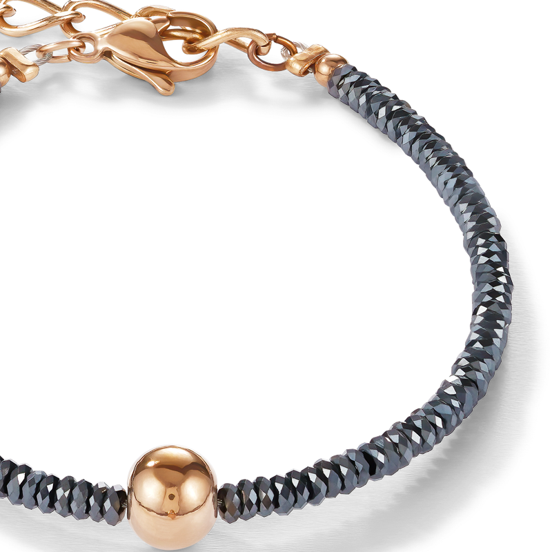 Bracelet haematite & stainless steel rose gold