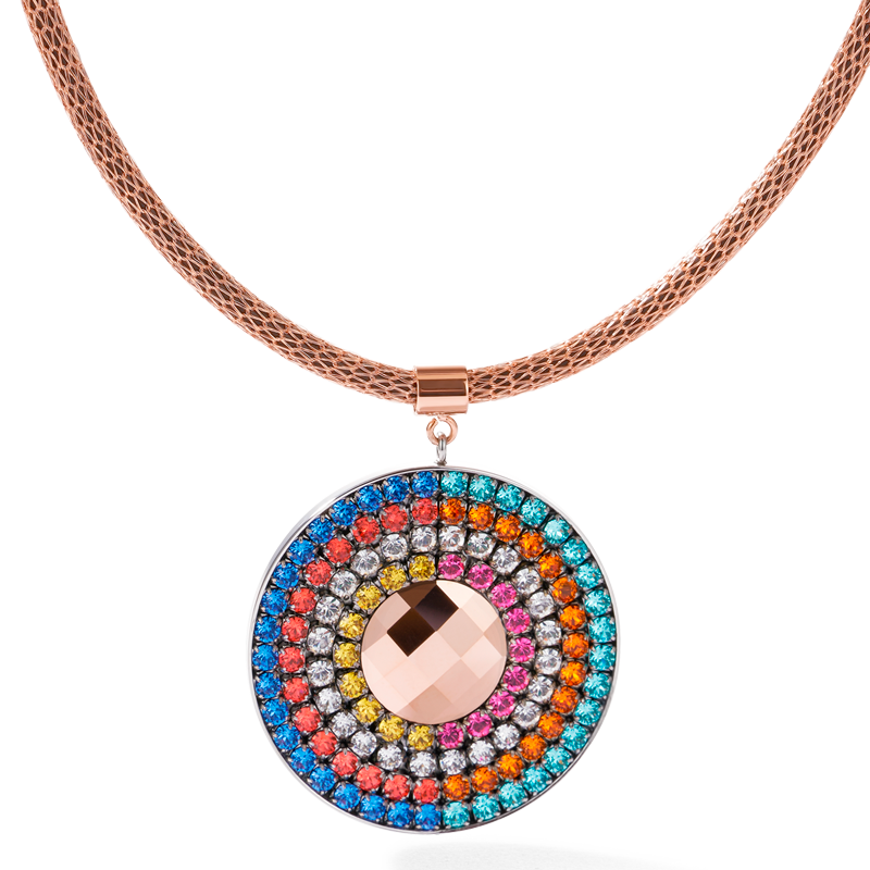 Necklace Amulet small Crystals & mesh multicolour