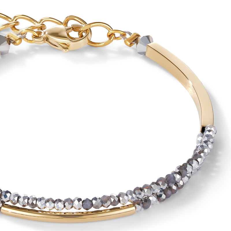 Bracelet Waterfall small stainless steel gold & glass silver