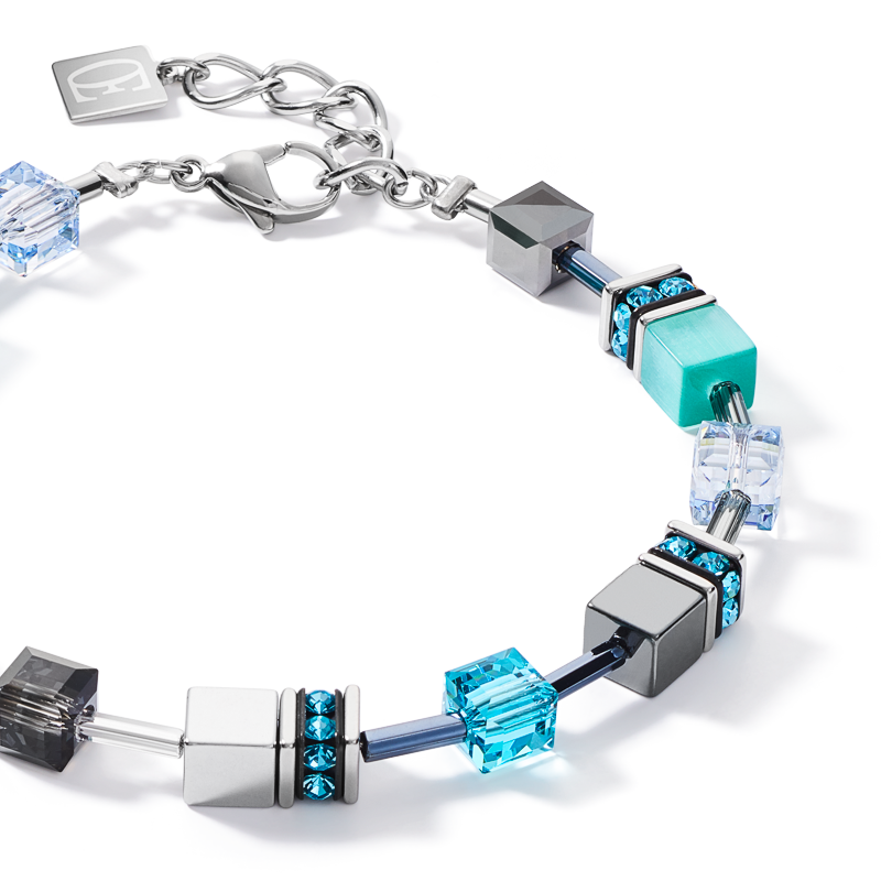 Bracelet GeoCUBE® medium aqua-white