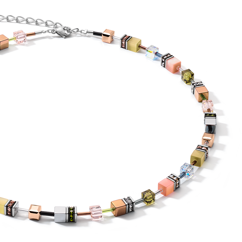 Necklace GeoCUBE® medium olive-peach