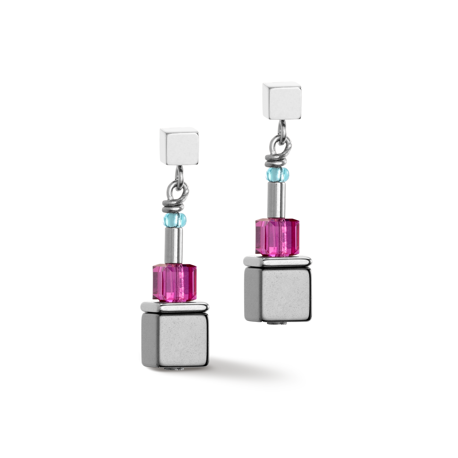 Cube Story Colour Couple earrings hematite rainbow