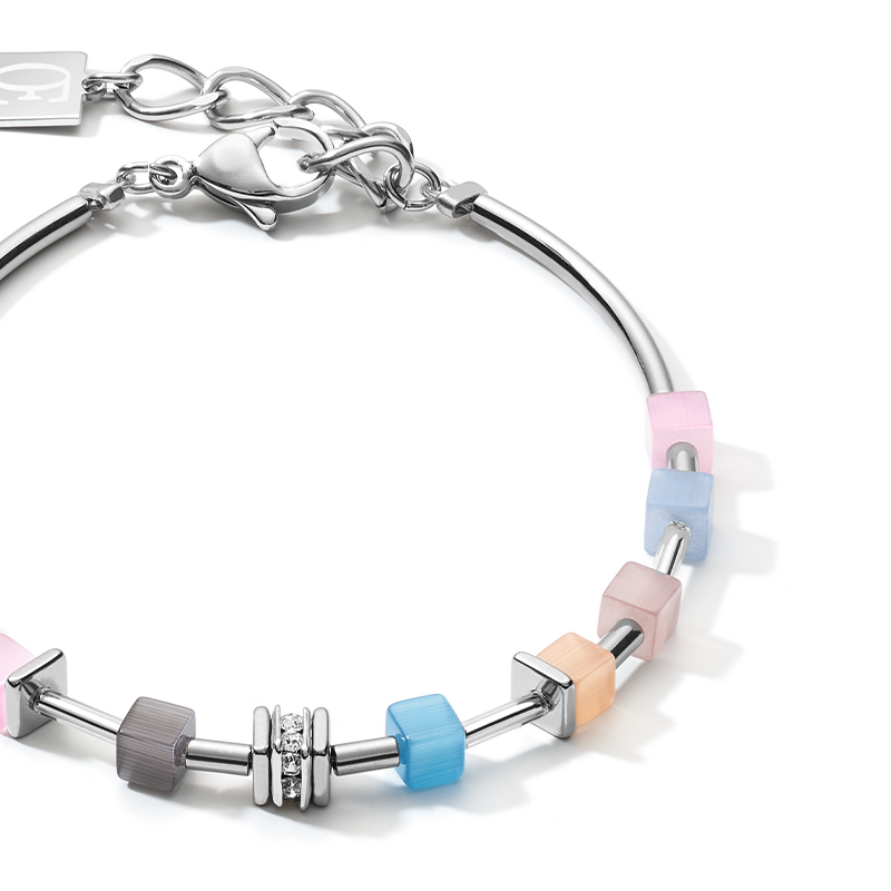 Bracelet GeoCUBE® fine pastel blue-rose