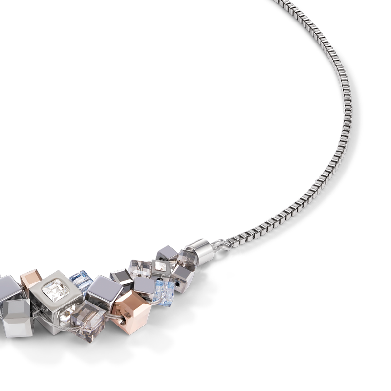 Necklace GeoCUBE® cluster silver-rose gold