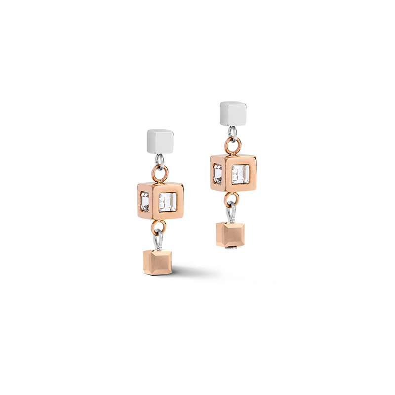 Earrings GeoCUBE® cluster rose gold